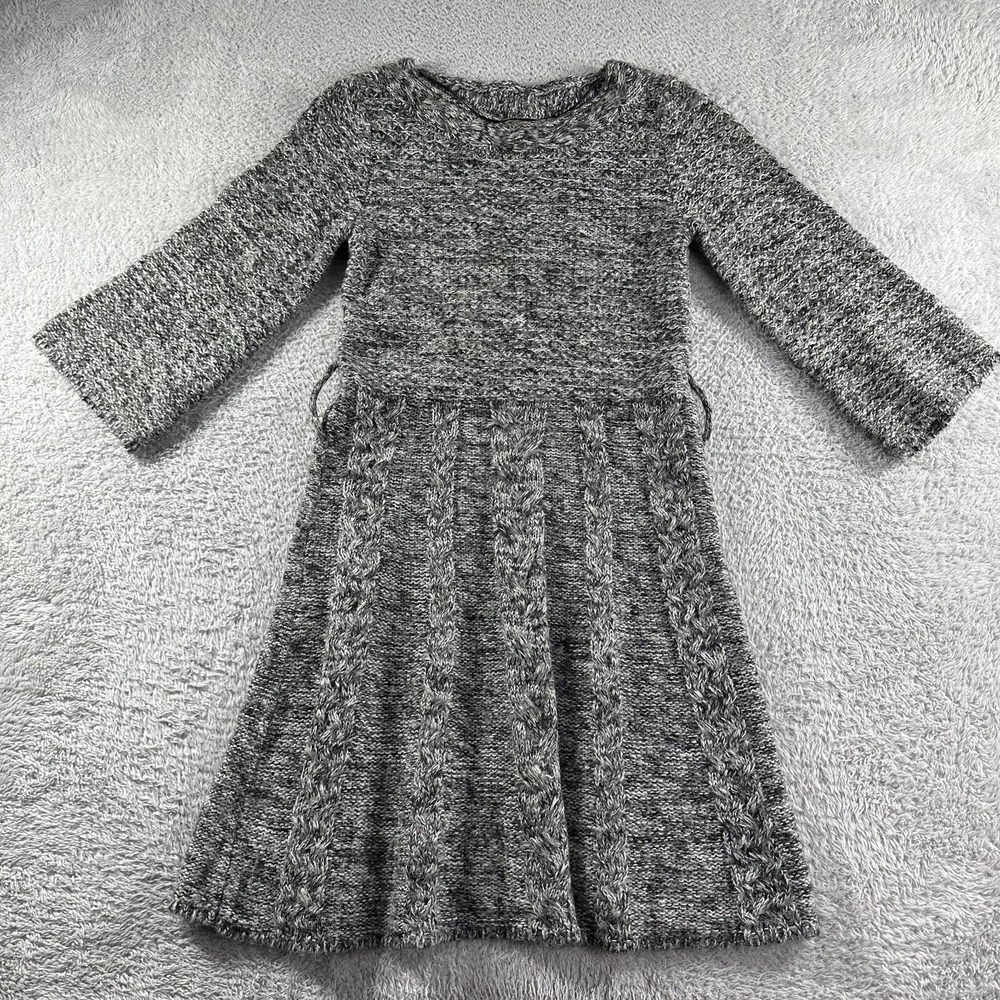 Style & Co Sweater Dress Womens Small Gray Acrylic 3/4 Sleeve Flowy‎ Middie